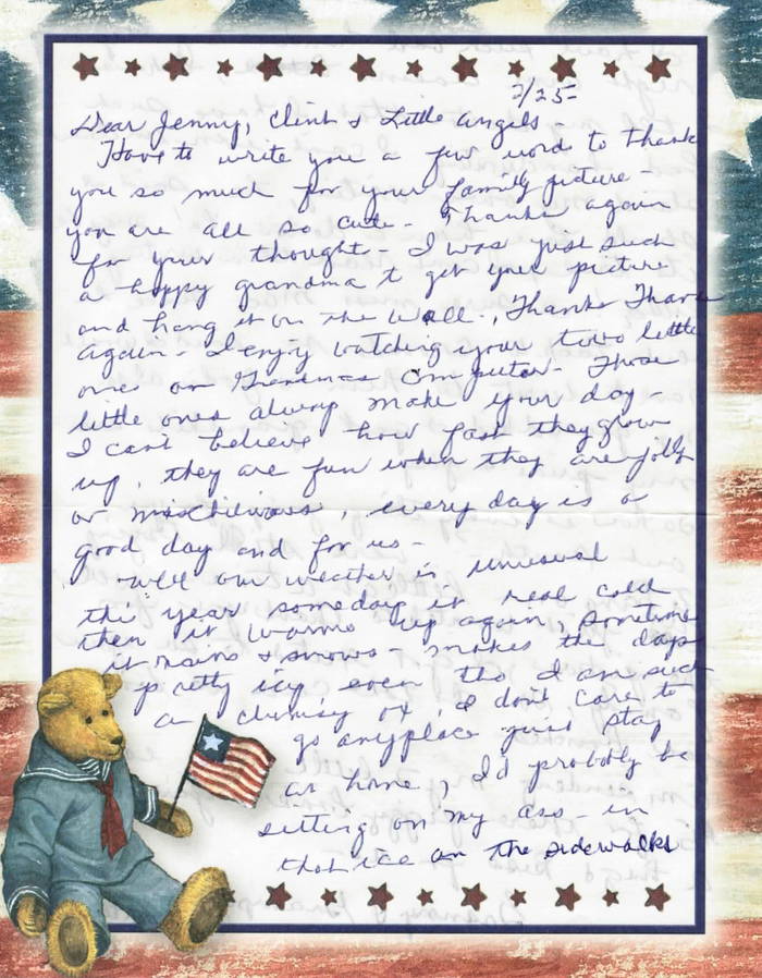 Grandmas letter, page 1